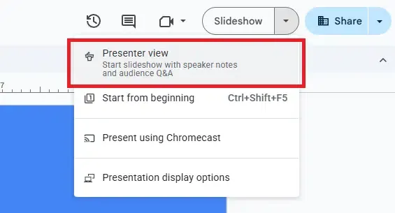 Google Slides Presenter View